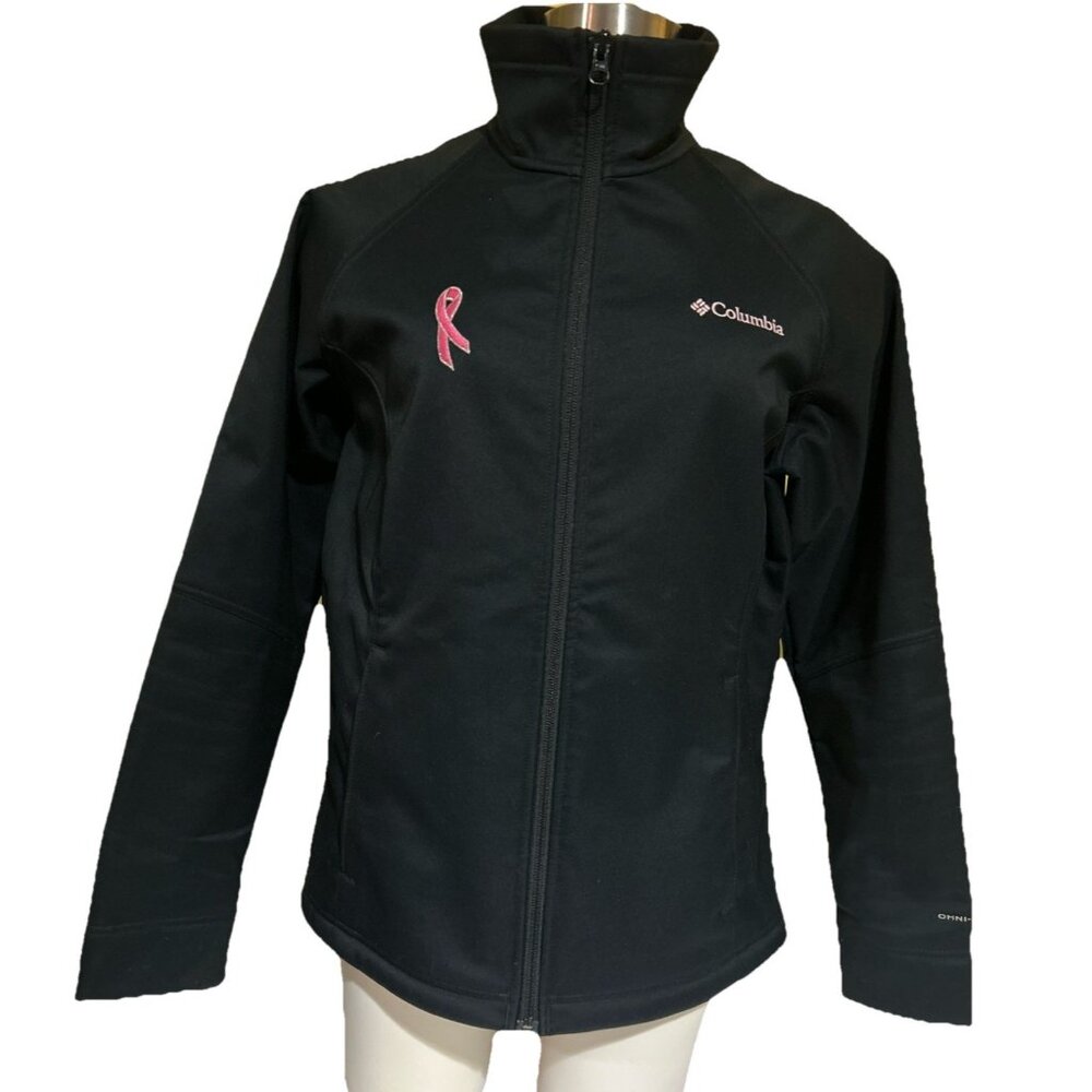 Breast Cancer Columbia softshell jacket Full Zip Black Omni-Shield M Nylon